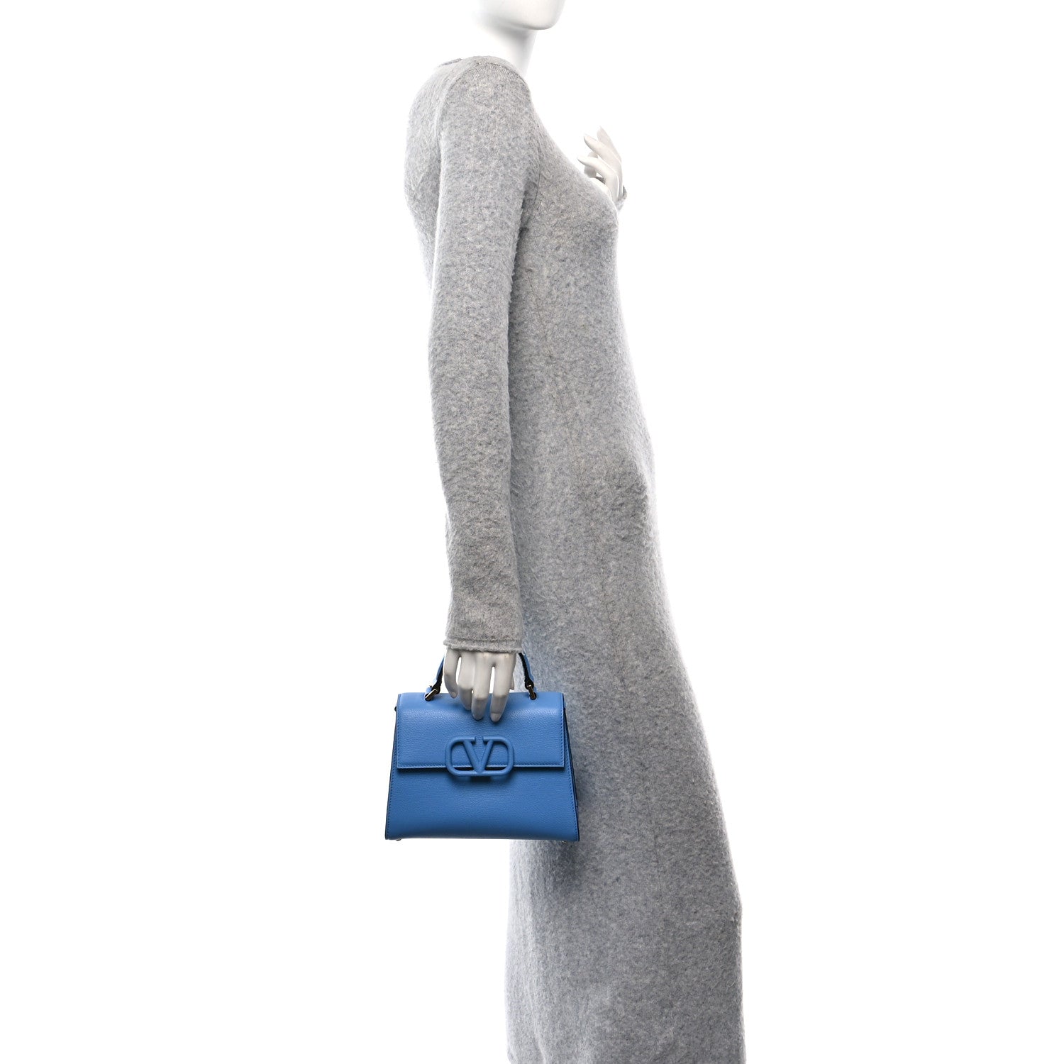 Valentino Garavani Grainy Calfskin Small VSling Top Handle Bag Blue 2 of 9