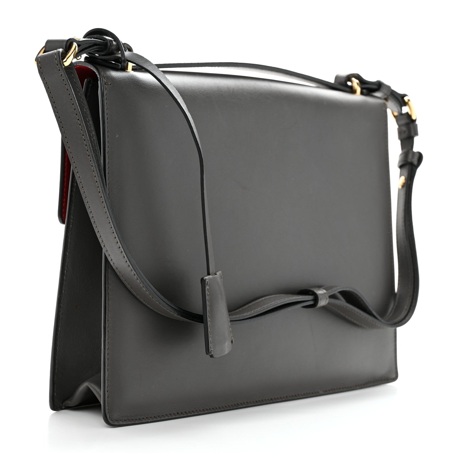 Salvatore Ferragamo Calfskin Gancio Lock Satchel Grey 2 of 9