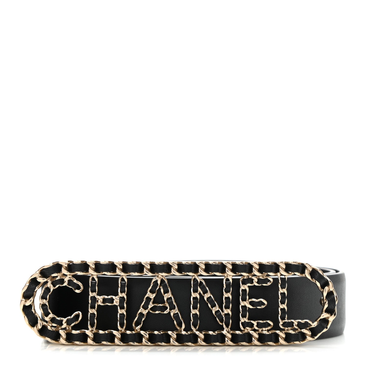 Chanel Calfskin CC Chain Vintage Allure Logo Belt 85 34 Black 1 of 10