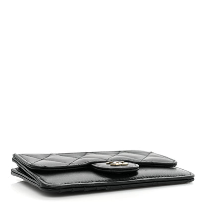 Chanel Lambskin Quilted Flap Zip Card Holder Black 5 of 11