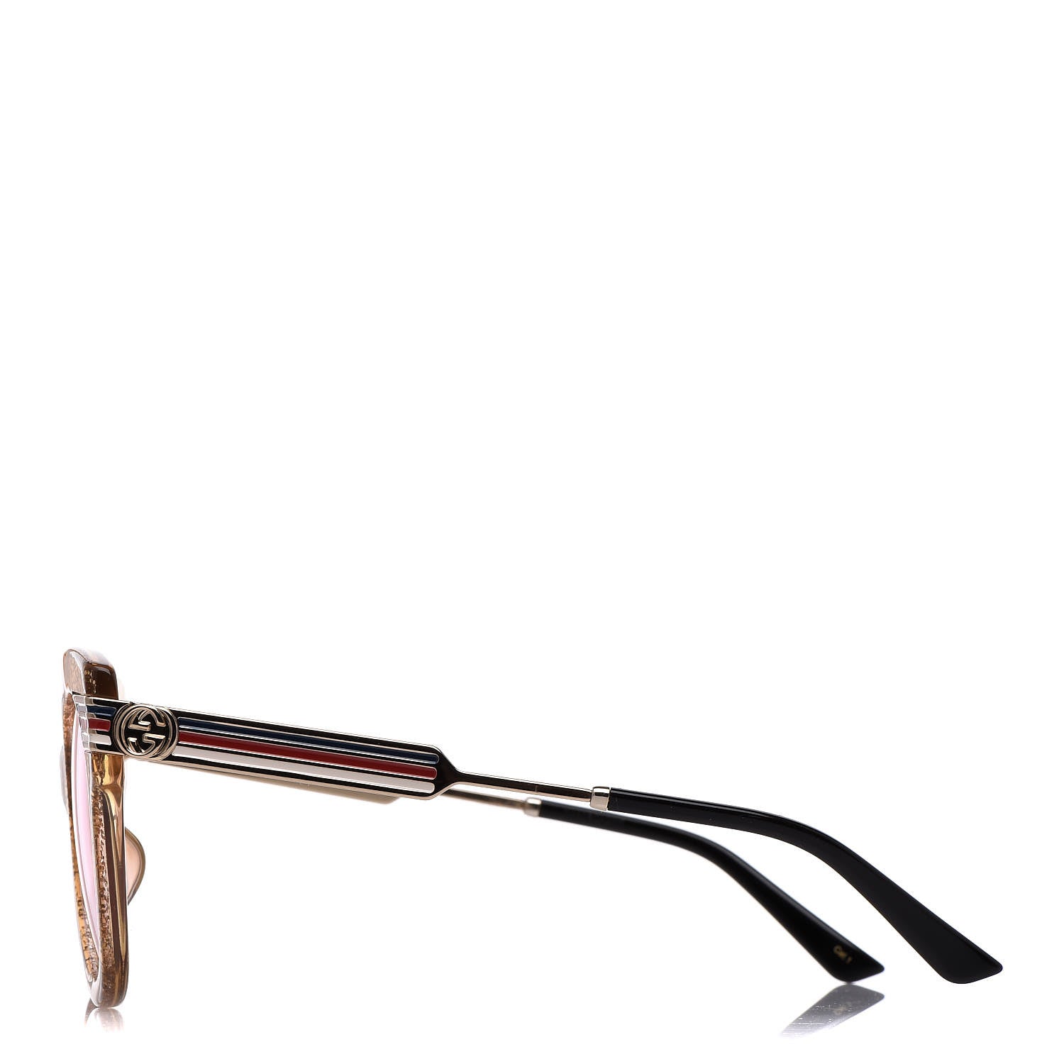 Gucci Acetate Square Frame Web Glitter GG0281S Sunglasses Gold 3 of 9