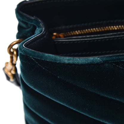 Saint Laurent Velvet Y Quilted Monogram Toy Loulou Chain Satchel Dark Ottanio 8 of 18
