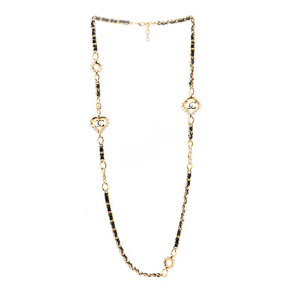 Chanel Lambskin Pearl CC Long Chain Necklace Black Gold 3 of 5