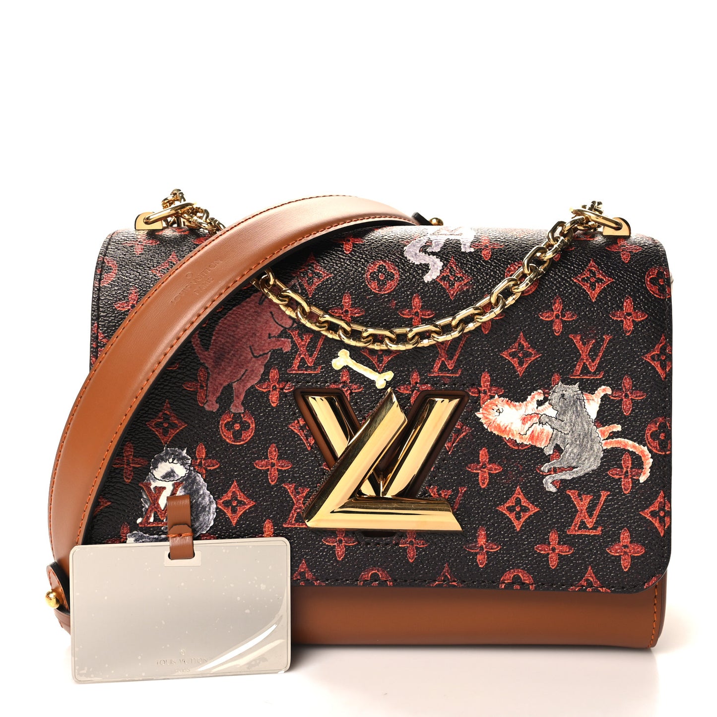Calfskin Catogram Twist Shoulder Bag MM Marron
