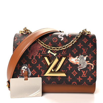 Louis Vuitton Calfskin Catogram Twist Shoulder Bag MM Marron 2 of 10