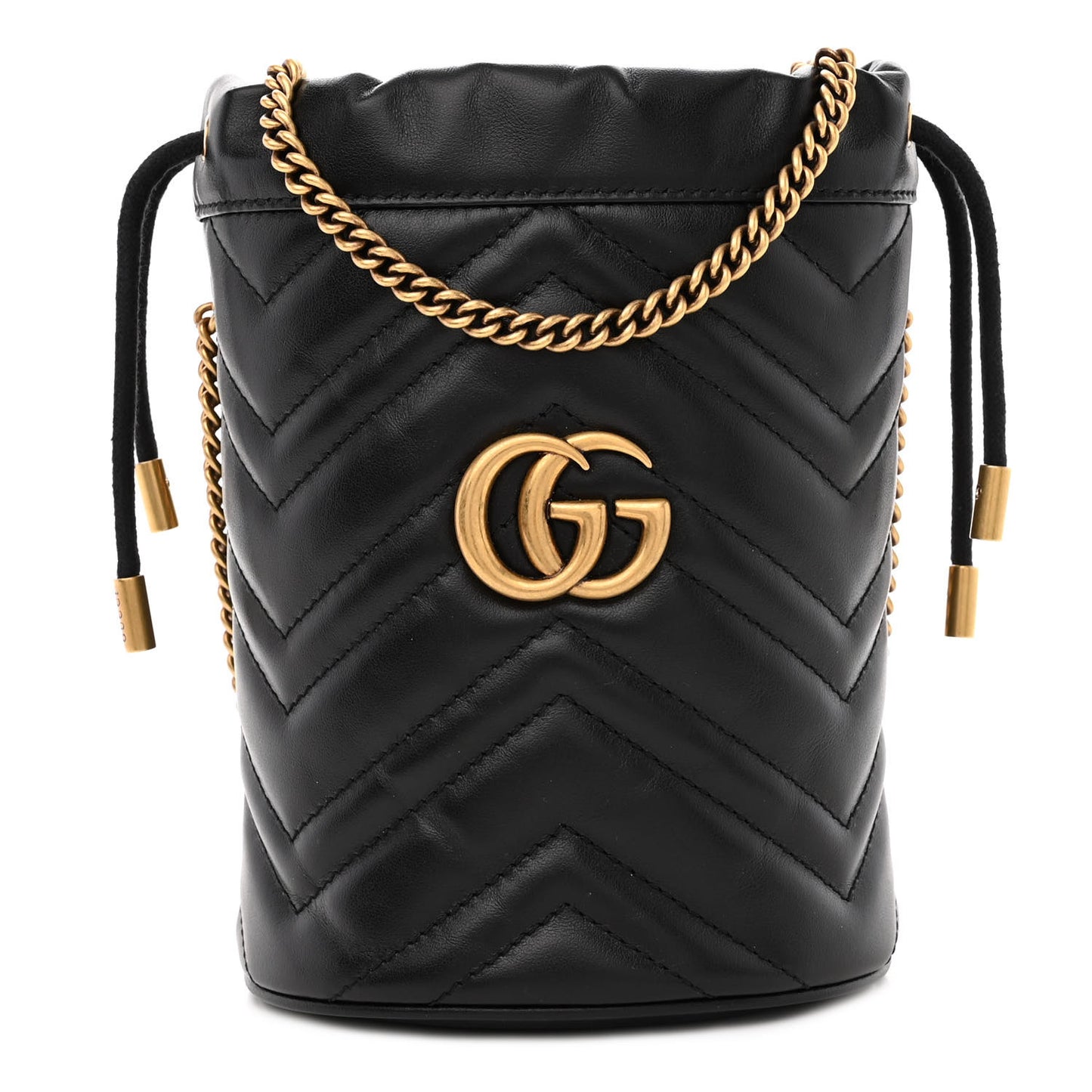 Calfskin Matelasse Mini GG Marmont 2.0 Bucket Bag Black