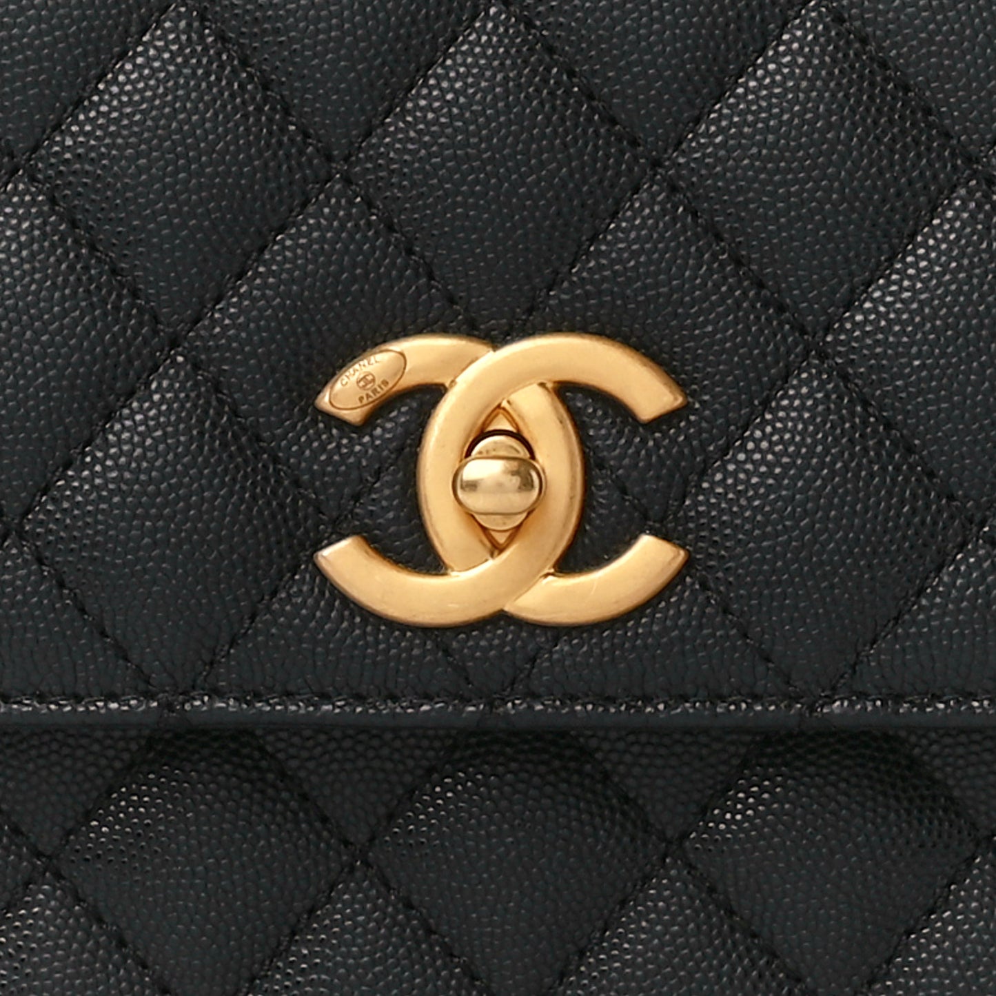 Caviar Quilted Small Coco Chain Handle Flap Black