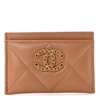Chanel Lambskin Quilted Chanel 19 Card Holder Brown 1 of 9