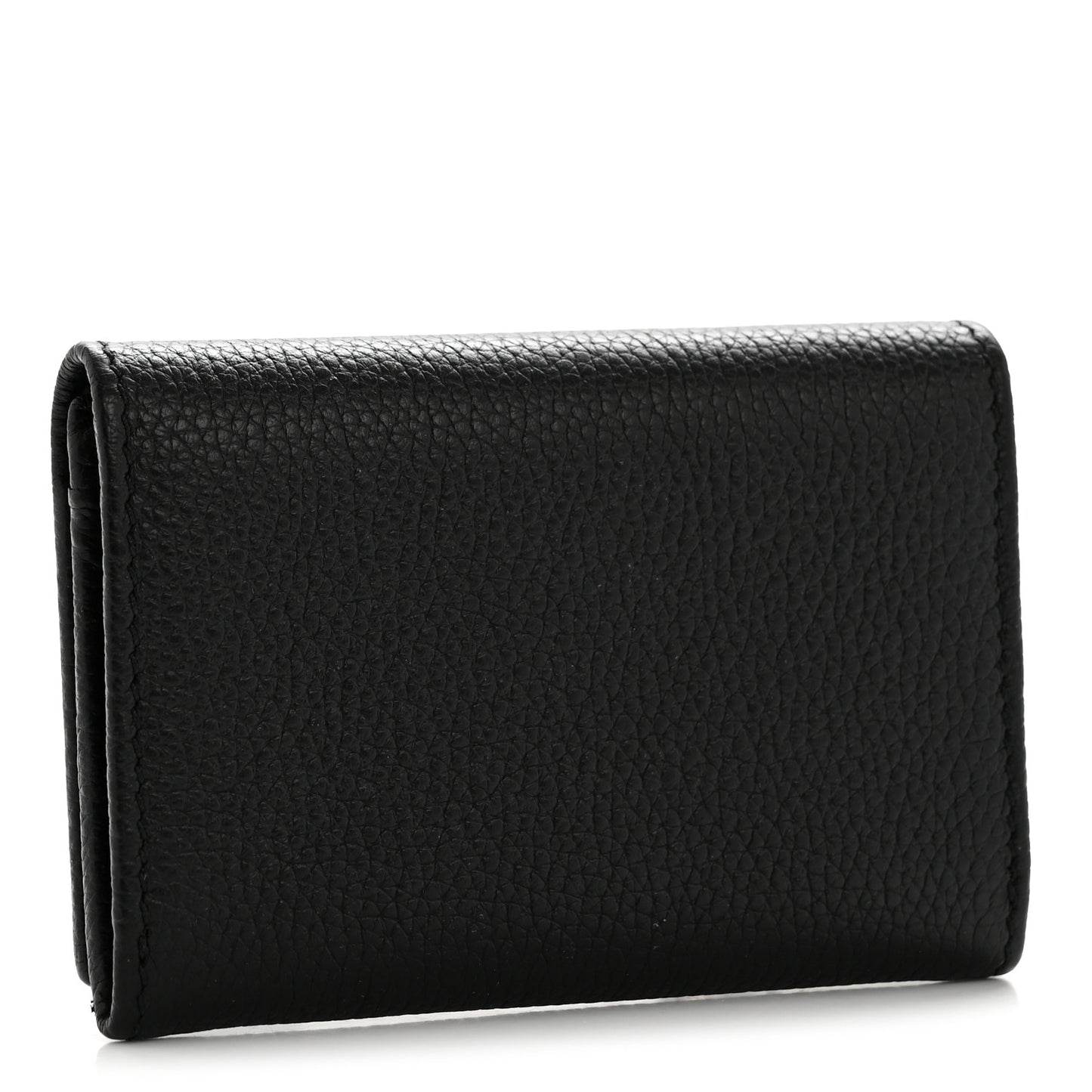 Pebbled Calfskin Bi-Color GG Marmont Card Case Black Rosso Ancora