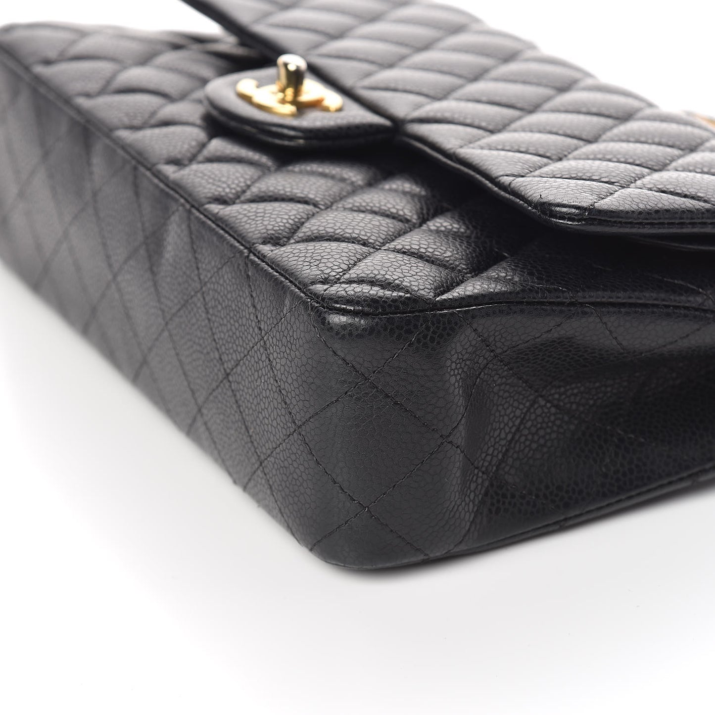 Caviar Quilted Medium Double Flap Black