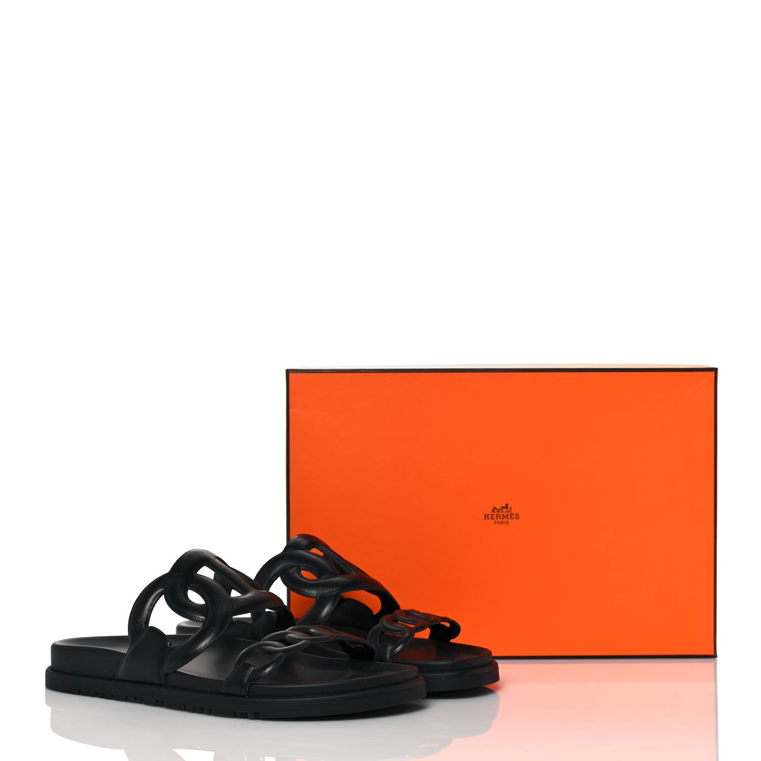 Hermes Nappa Extra Sandals 39 Black 8 of 8