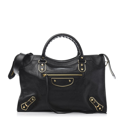 Balenciaga Chevre Gold Metallic Edge Hardware City Black 4 of 14