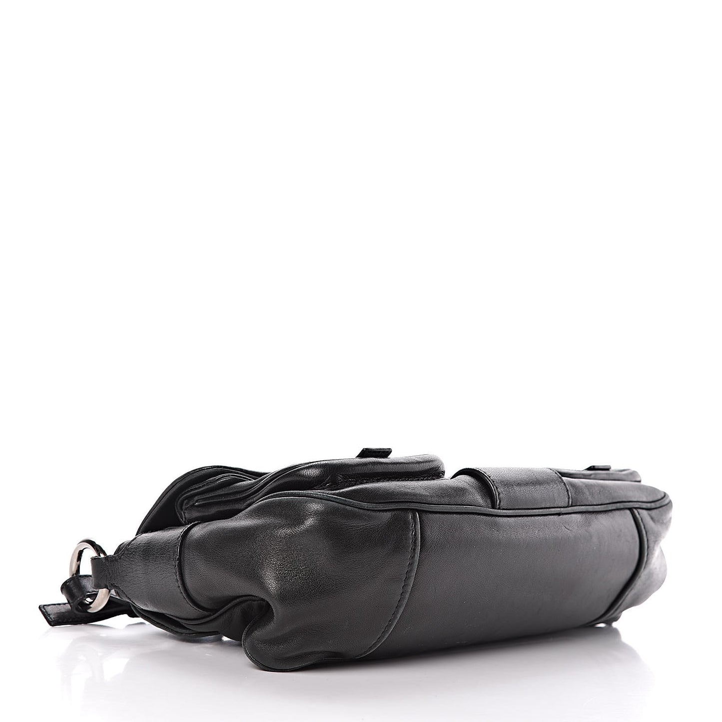 Royal Calf Easy Foldover Pushlock Flap Shoulder Bag Black