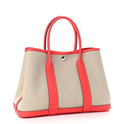 Hermes Toile Militaire Vache Country Garden Party 30 TPM Tote Beton Rose Texas 3 of 10