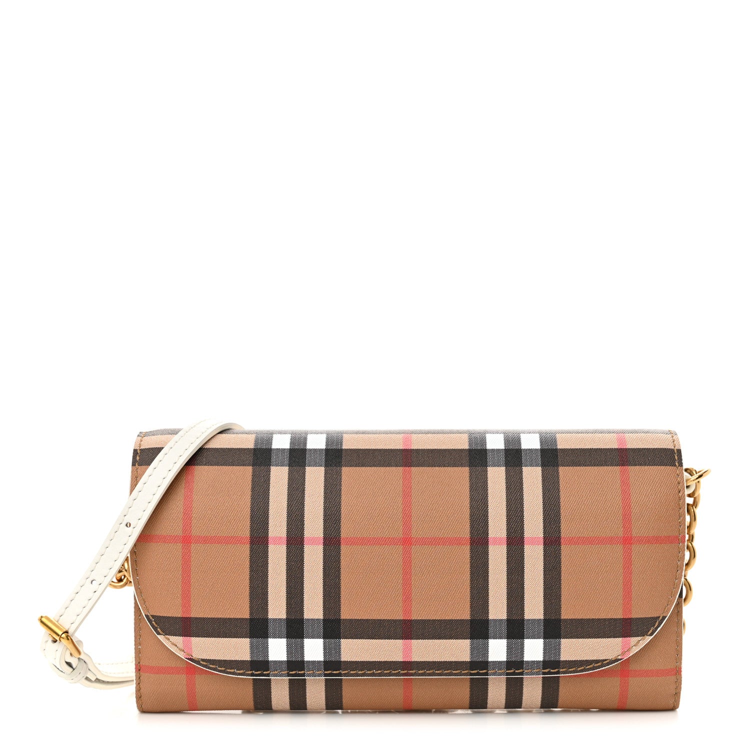 Burberry Vintage Check Henley Wallet On Chain Chalk White 1 of 14