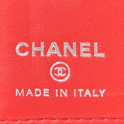 Chanel Lambskin Quilted Card Holder Wallet Red 6 of 14