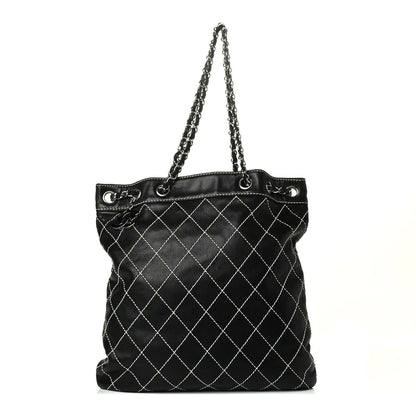 Chanel Lambskin Contrast Stitch Shoulder Bag Black 1 of 7