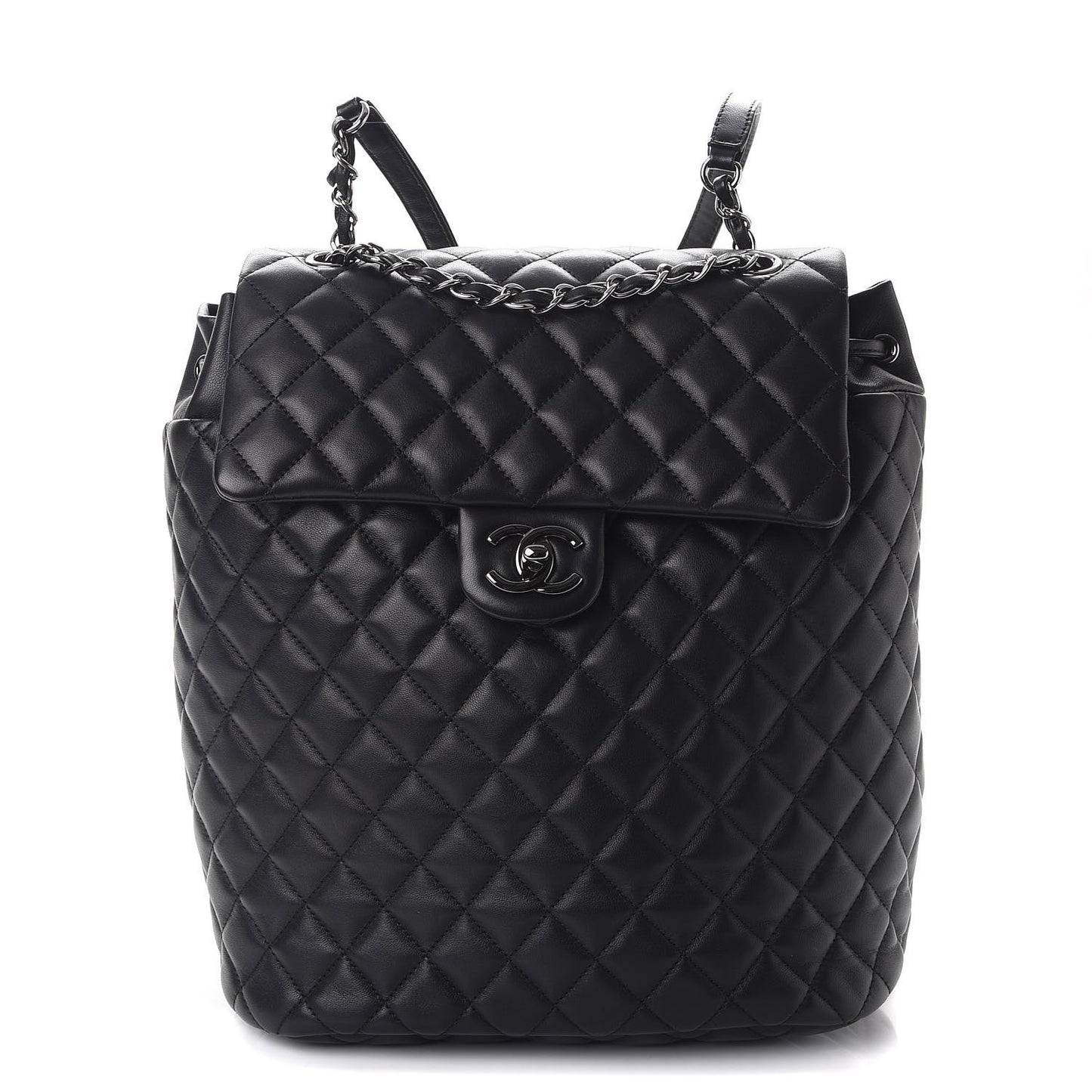 Calfskin Quilted Large Urban Spirit Backpack Black