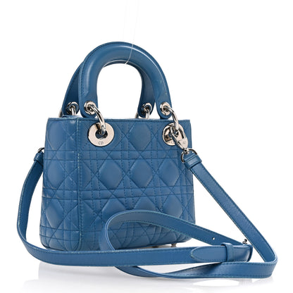 Christian Dior Lambskin Cannage Mini Lady Dior Blue 3 of 11
