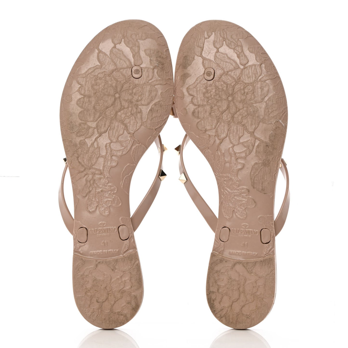 PVC Jelly Rockstud Bow Thong Sandals 41 Poudre