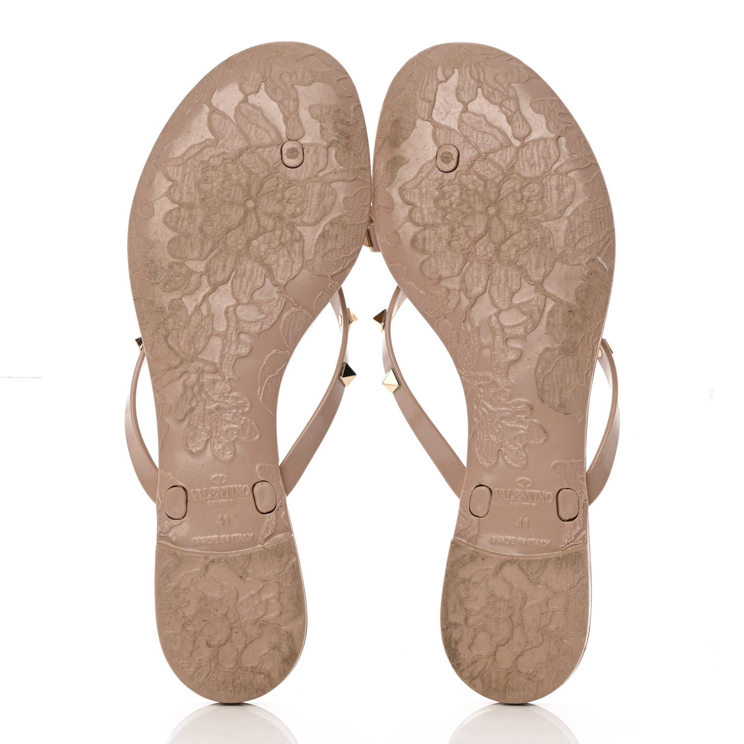 Valentino Garavani PVC Jelly Rockstud Bow Thong Sandals 41 Poudre 5 of 9