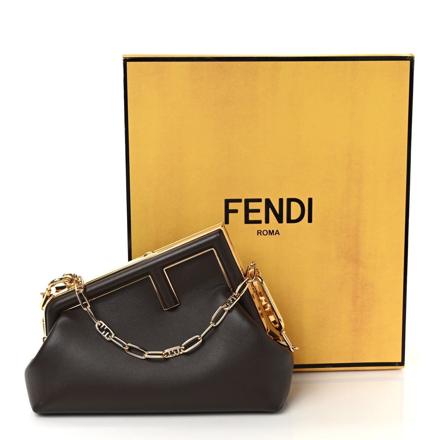 Shiny Nappa Small Fendi First Chocolate