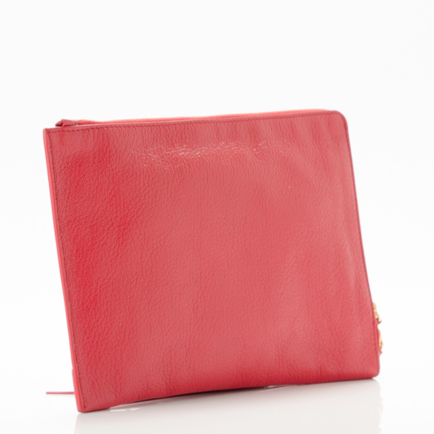 Balenciaga Chevre Gold Metallic Edge Hardware Pouch Rouge Grenade 3 of 5