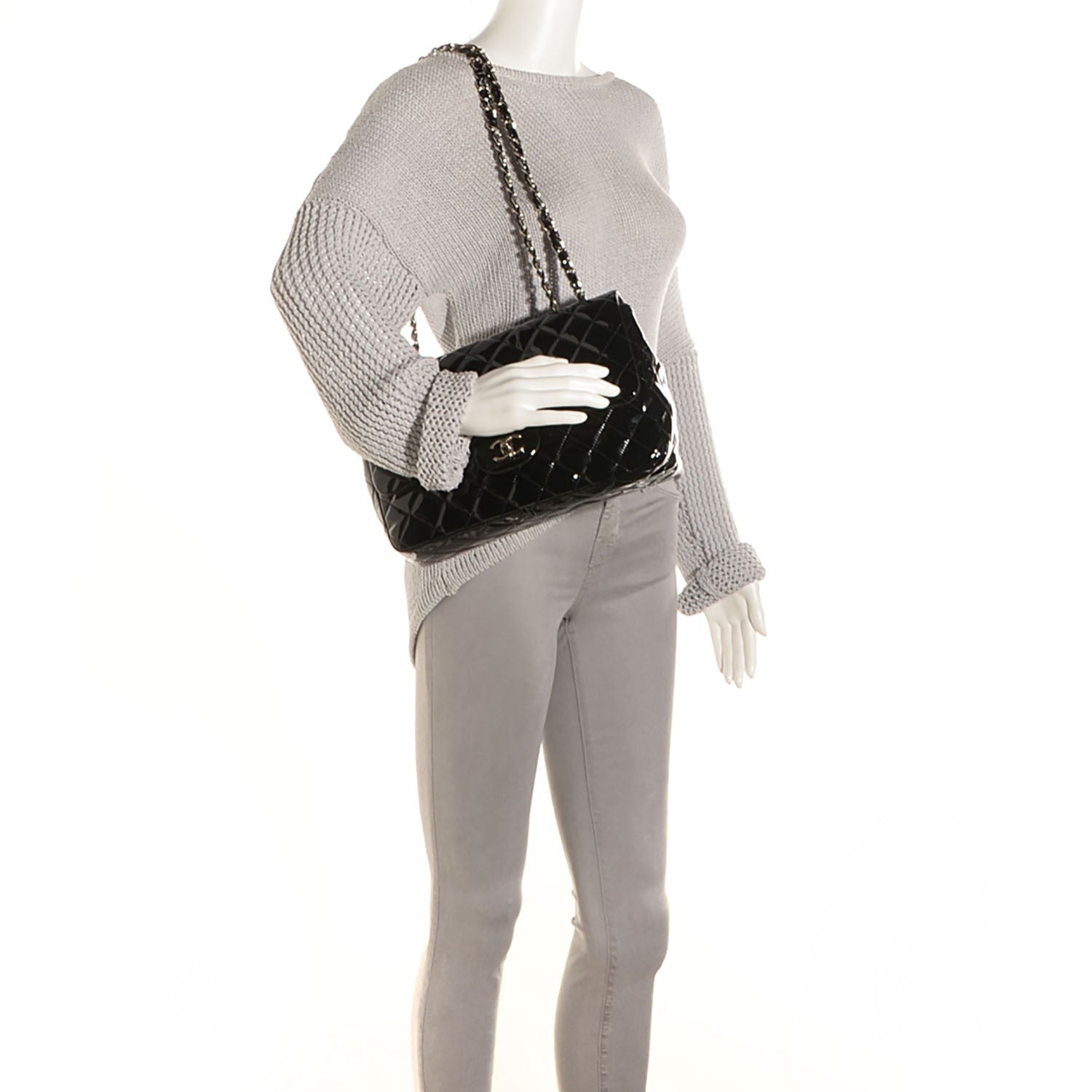Chanel Patent Quilted Jumbo Single Flap Black 2 of 8