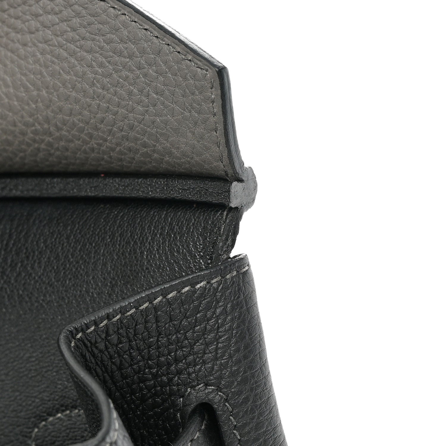 Hermes Togo Bi-Color Horseshoe Birkin 35 Etain Black 11 of 16