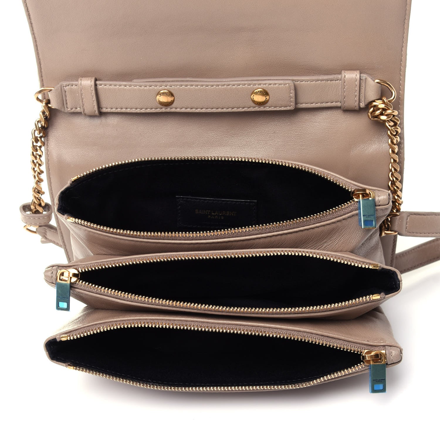 Saint Laurent Lambskin Diamond Quilted Angie Chain Bag Dark Beige 3 of 4