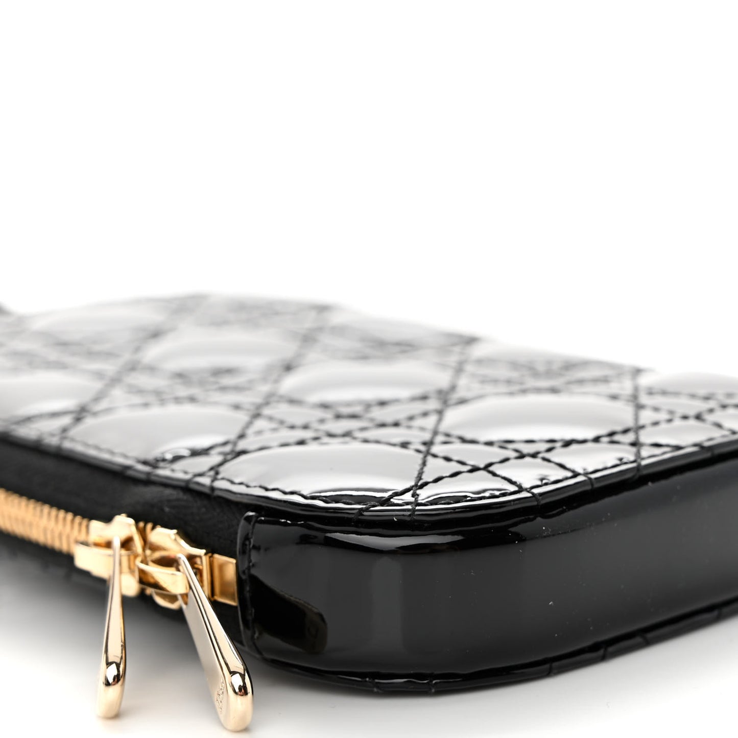 Patent Cannage Lady Dior Phone Holder Black