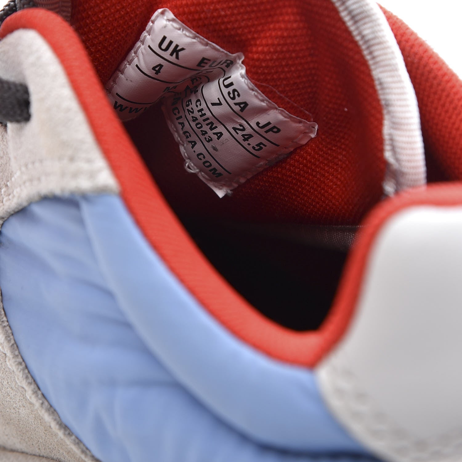 Balenciaga Nylon Suede Womens Triple S 2.0 Sneakers 37 Gris Bleu Rouge 9 of 9