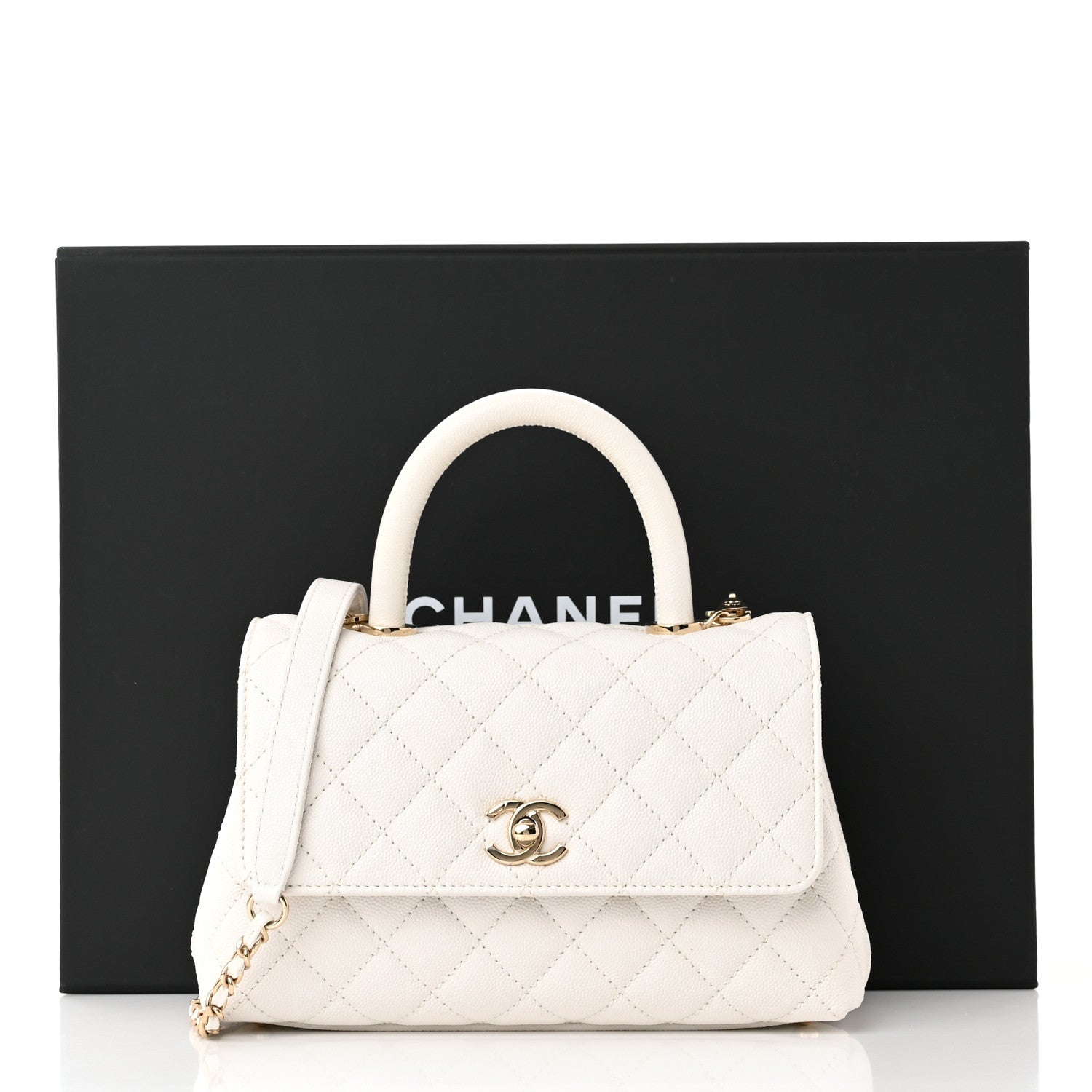 Chanel Caviar Quilted Mini Coco Handle Flap White 12 of 12