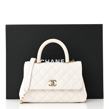 Chanel Caviar Quilted Mini Coco Handle Flap White 12 of 12
