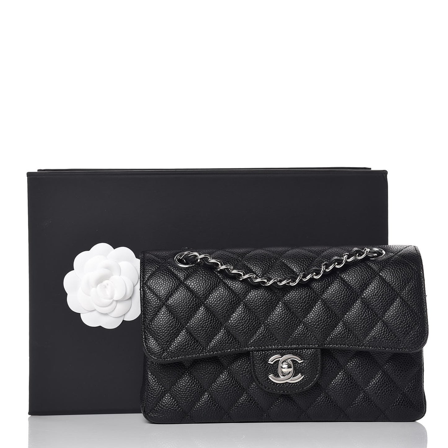 Caviar Quilted Small Double Flap Black