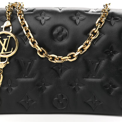 Louis Vuitton Lambskin Embossed Monogram Pochette Coussin Black 7 of 10