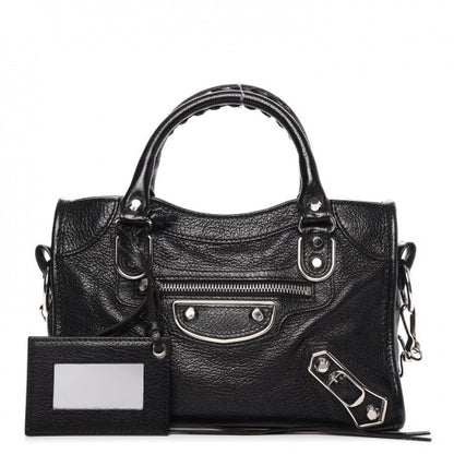 Balenciaga Chevre Silver Metallic Edge Hardware Mini City Black 1 of 10