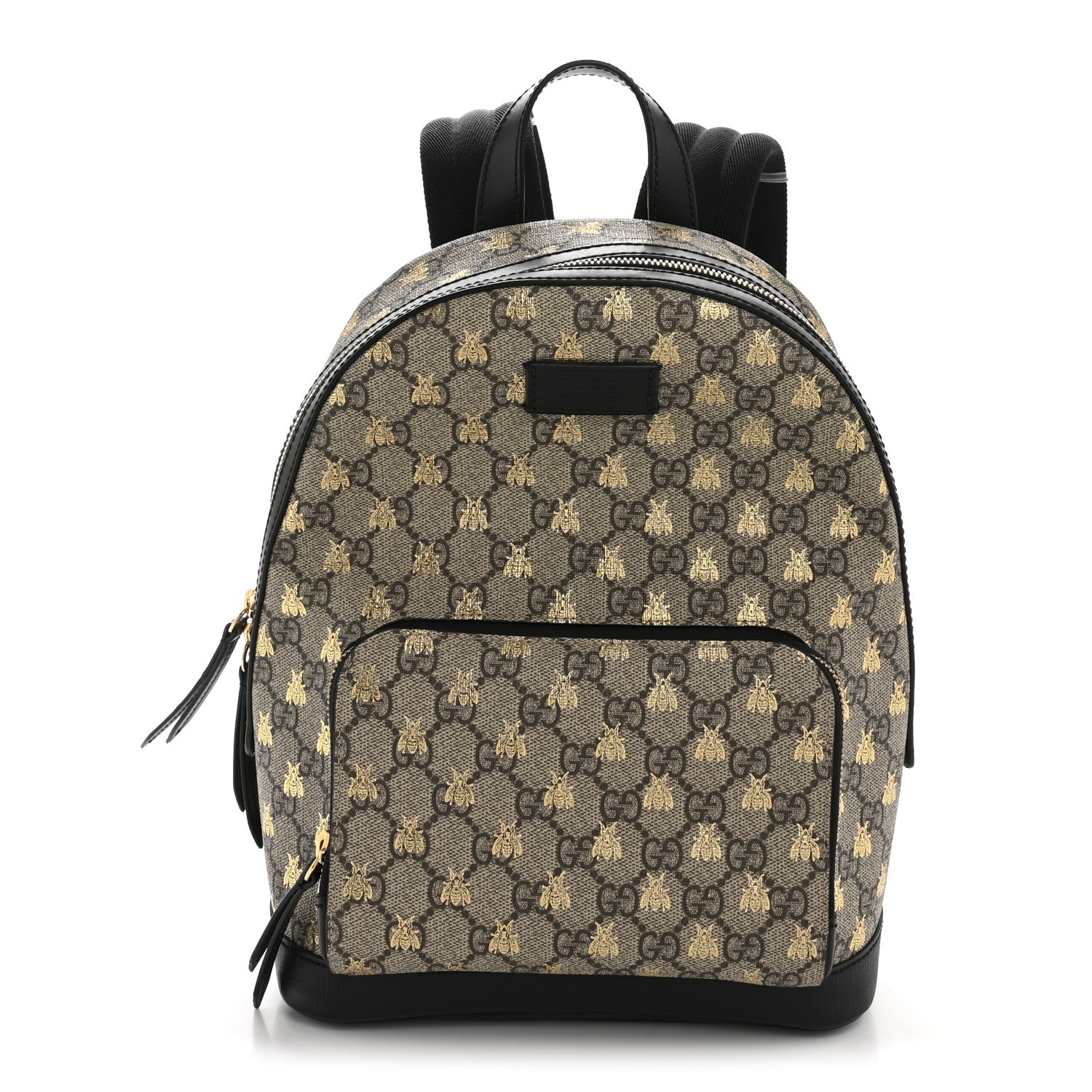Gucci GG Supreme Monogram Bees Print Small Day Backpack Beige Oro Black 1 of 12