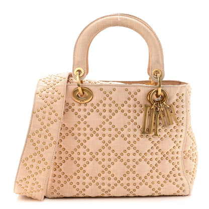 Christian Dior Canvas Cannage Studded Medium Supple Lady Dior Light Pink 1 of 9