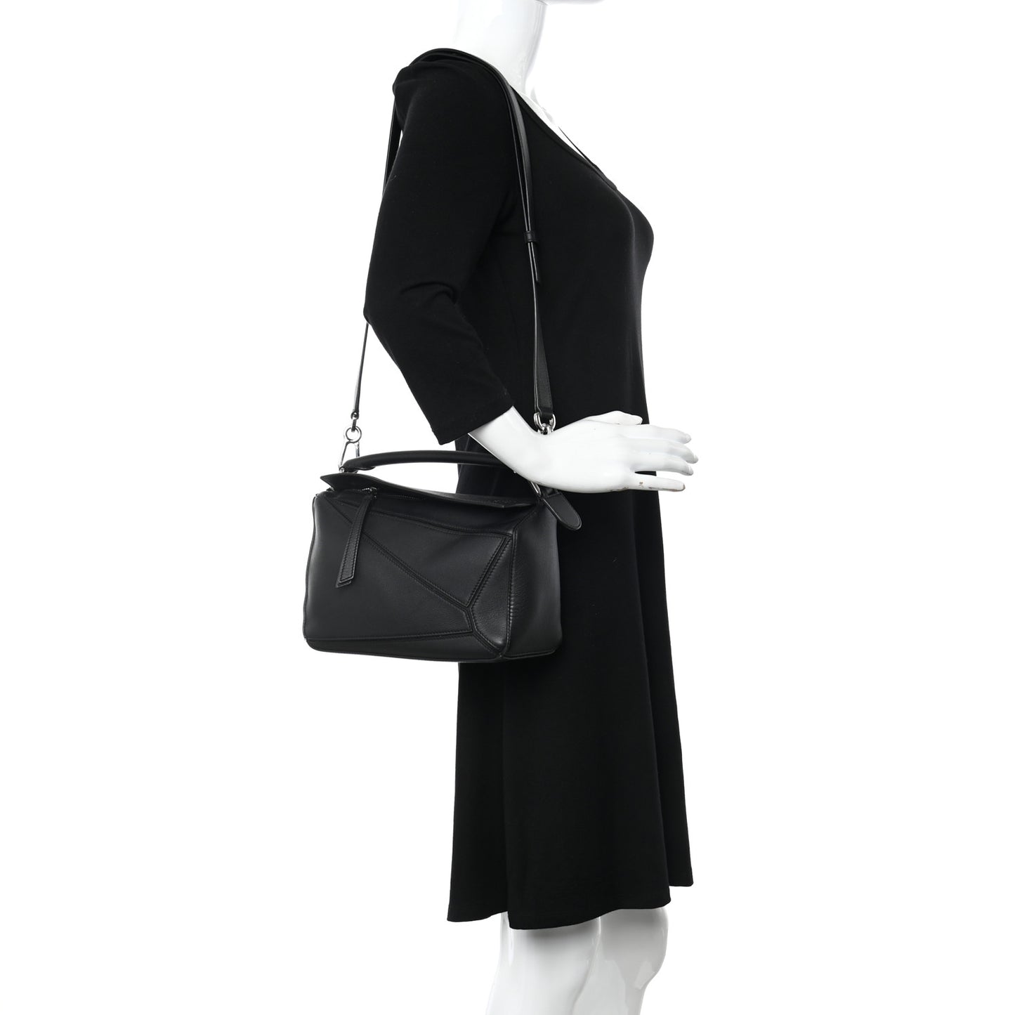 Calfskin Small Puzzle Bag Black