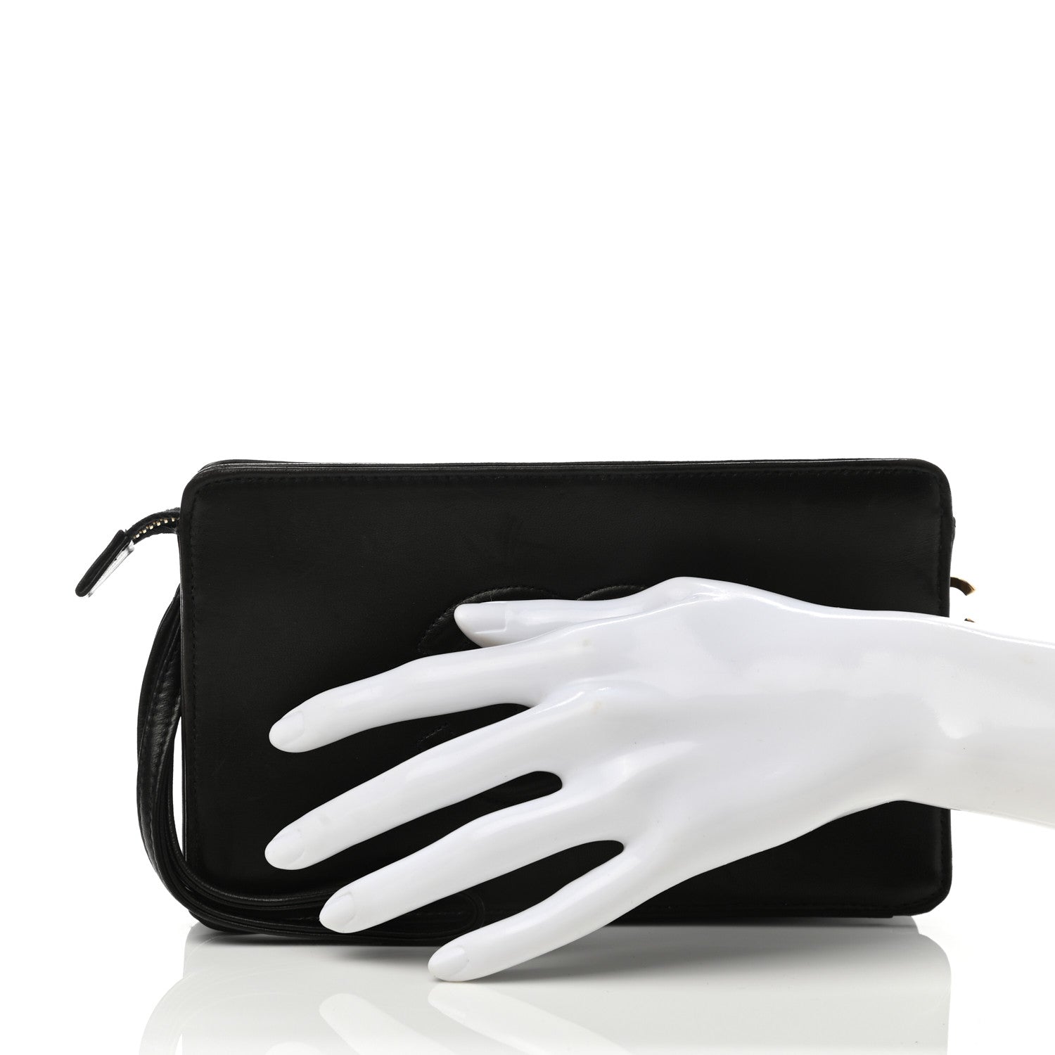 Chanel Lambskin Quilted CC Timeless Wristlet Clutch Black 2 of 8