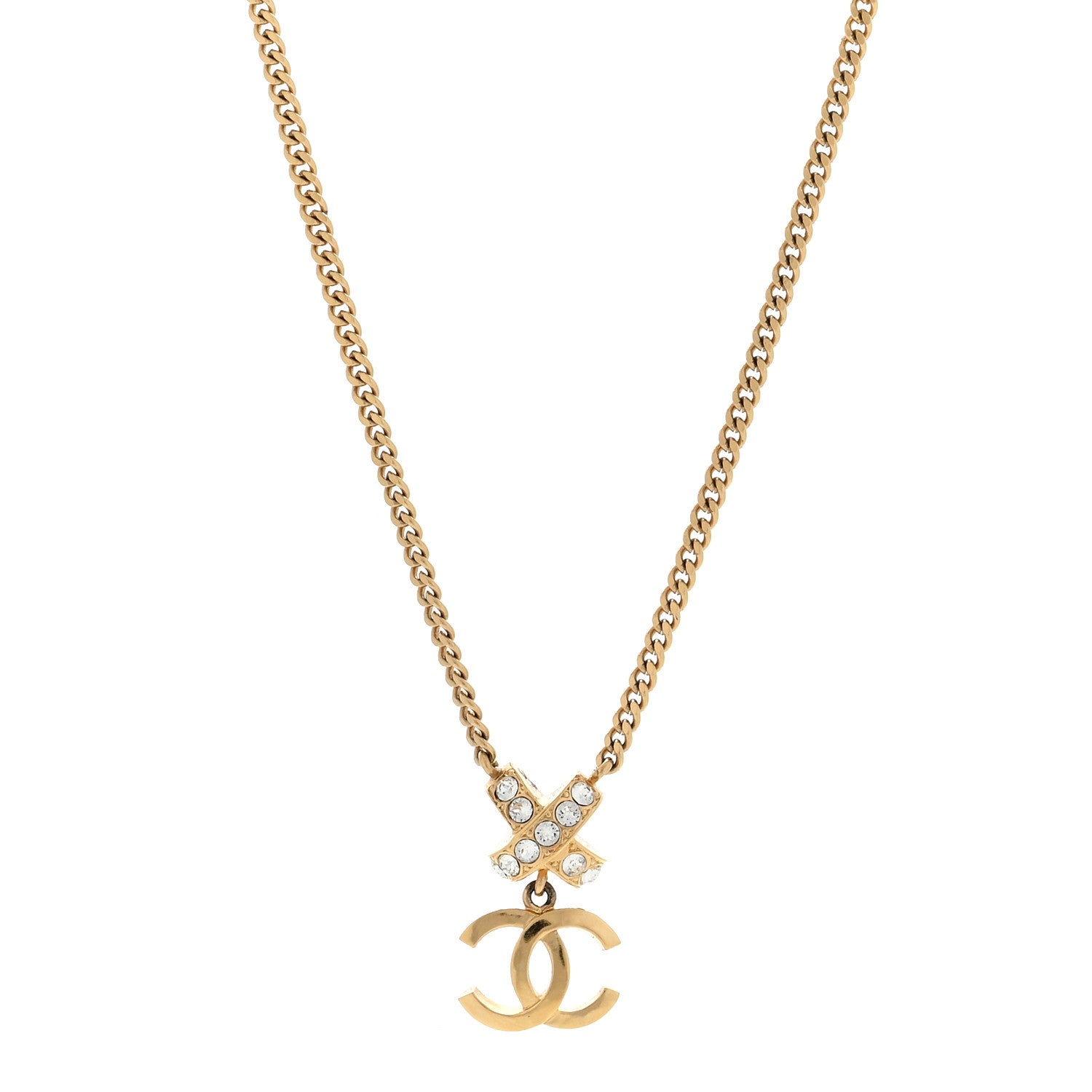 Chanel Resin Crystal CC Heart Necklace Pearly White Gold 5 of 7