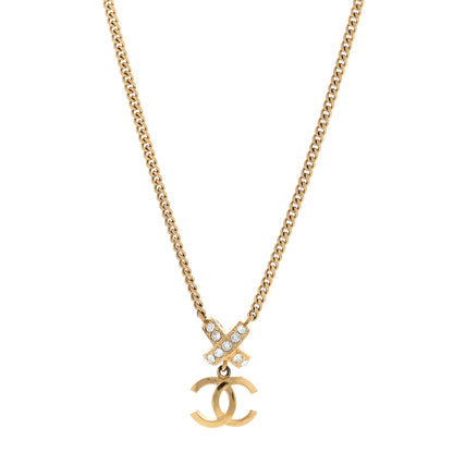 Chanel Resin Crystal CC Heart Necklace Pearly White Gold 5 of 7