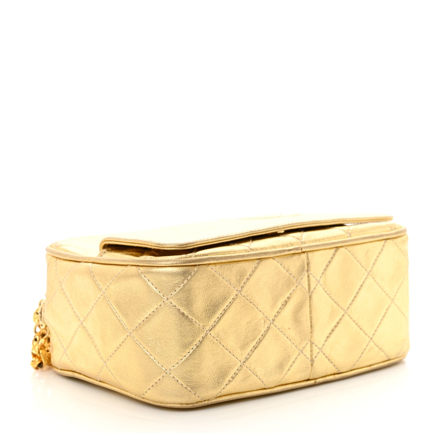 Chanel Metallic Lambskin Quilted Camera Case Gold 4 of 14