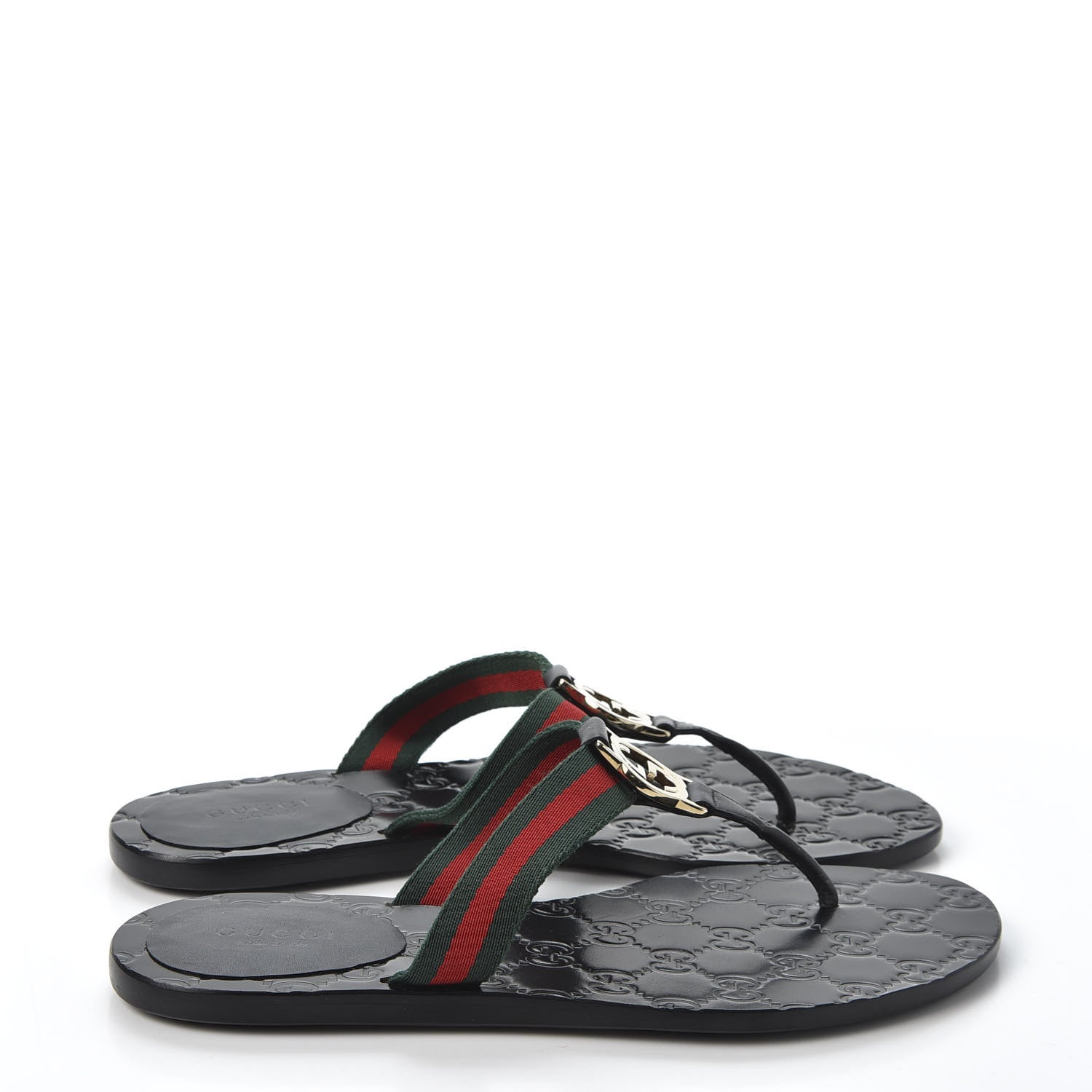 Gucci Nylon Guccissima Web Womens Thong Sandals 36 Green Red Black 4 of 8