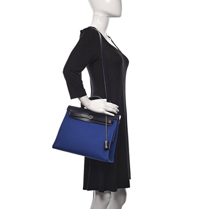Hermes Toile Vache Hunter Herbag Zip 31 PM Bleu Electrique Bleu Indigo 2 of 11