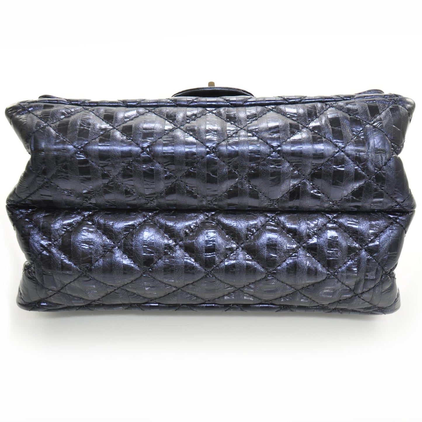 Striped Accordion Reissue Flap Metallic Blue