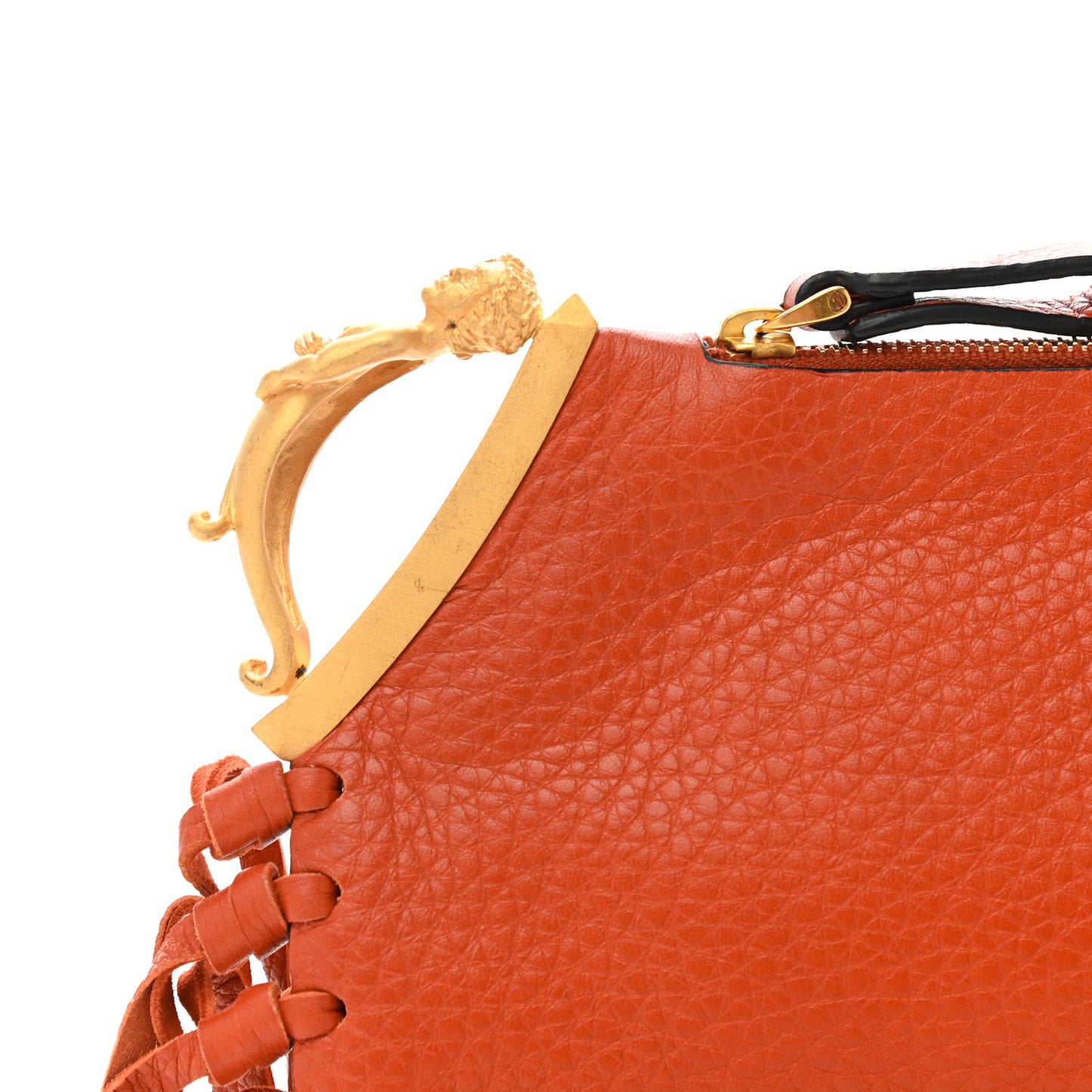 Calfskin C-Rockee Sagittarius Fringe Clutch Red