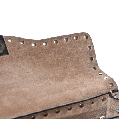 Valentino Garavani Pebbled Calfskin Small Rockstud Single Handle Flap Bag Poudre 17 of 21