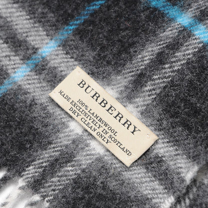 Burberry Lambswool Check Fringe Scarf Grey 4 of 5
